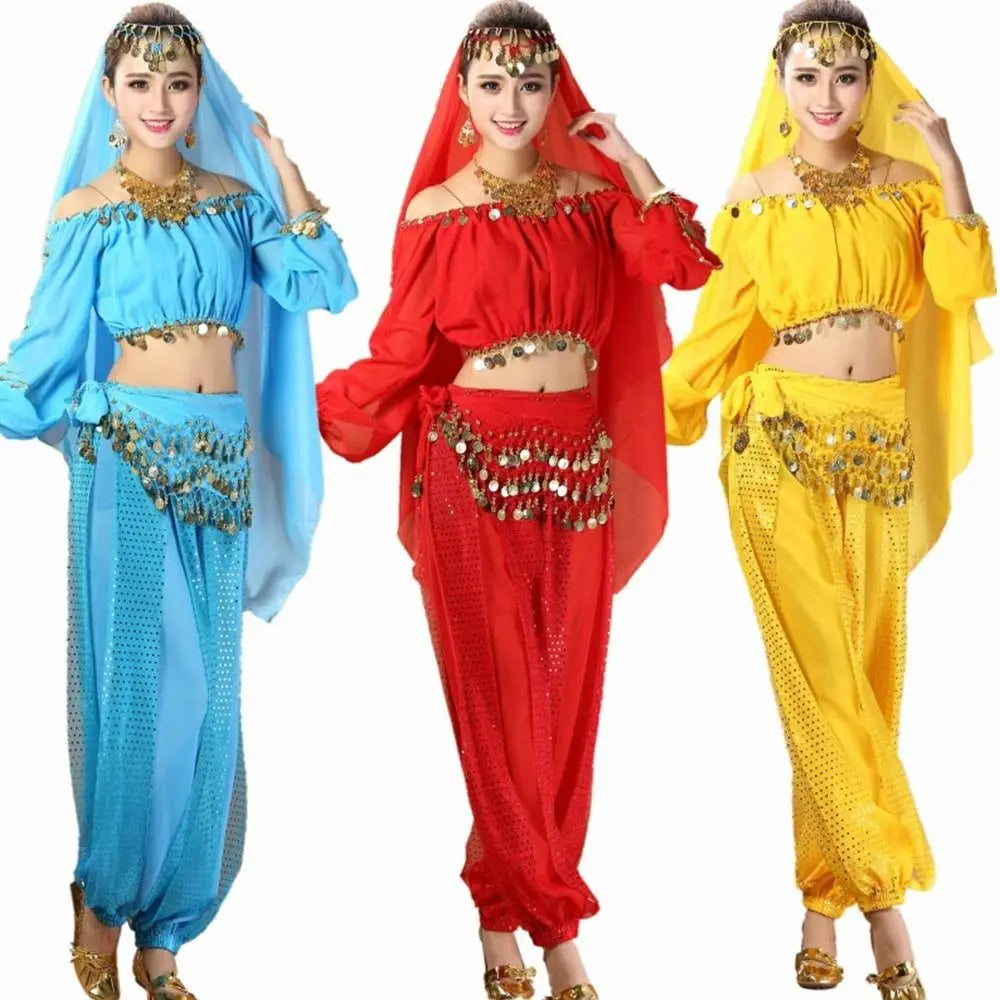 Thailand/India/Arab Dancer Skirt Women Sexy Belly Dance Hip Scarf Wrap Belt Dancer Skirt Female Show Sequins Tassels Costumes - MANDOTOS