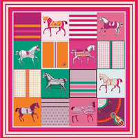 90x90cm New Design Horse Universe Printed Twill Silk Scarf Square Scarves Lady Wraps Kerchief Woman Neck Shawl Wraps