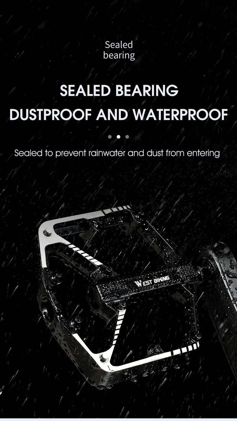 WEST BIKING Bicycle Pedals Sealed DU Bearing Nonslip Pedal Mountain Road Bike Cycling Alloy MTB Pedal Bicycle Accessories