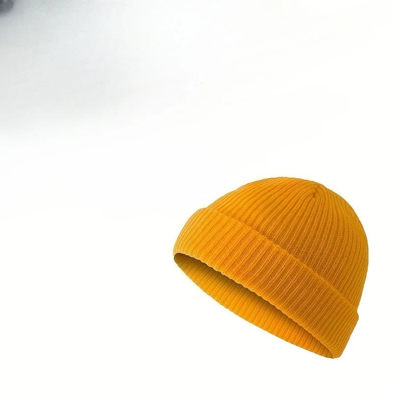 Winter Knitted Hat Warm Outdoor Sport Cold Protection Running Beanie Cap Elastic Thermal Cycling Skull Roll-up Cuffed Cap
