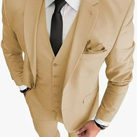 Men's Suits 3pcs Mens Business Suit Notch Lapel Blazer Formal Wedding Groom Pants Tux Vest Tuxedos (Blazer+vest+Pants)