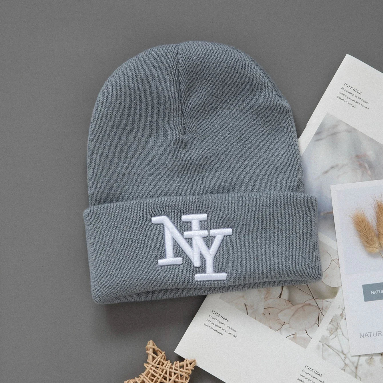 1/2/3pcs Unisex Winter Beanie Hats, Solid Color Knitted Warm Outdoor Caps with Embroidered Hand Washable