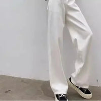 New Design Sense Women's Loose Denim Pants Retro Straight Leg Pants Fashionable Solid Color Loose Casual Wide Leg Pants