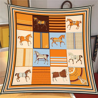 90x90cm New Design Horse Universe Printed Twill Silk Scarf Square Scarves Lady Wraps Kerchief Woman Neck Shawl Wraps