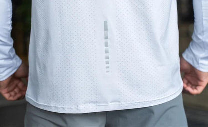 Men's Sports Fitness Long Sleeve Outdoor Badminton Quick Dry Training Shirt Casual Thin Running Top Bodybuilding Sportswear - MANDOTOS