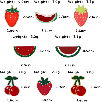 Sliced Watermelon Fruit Brooches Women Pink Strawberry Cherry Shirt Lapel Brooch Bag Badges Men Creative Enamel Pin Summer Gifts - MANDOTOS