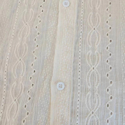 Shirts for men Apricot Handsome Lapel Men Blouse Vacation Hollow Out Sexy Fashion Men Clothing Male Mesh Long-sleeved Shirts - MANDOTOS