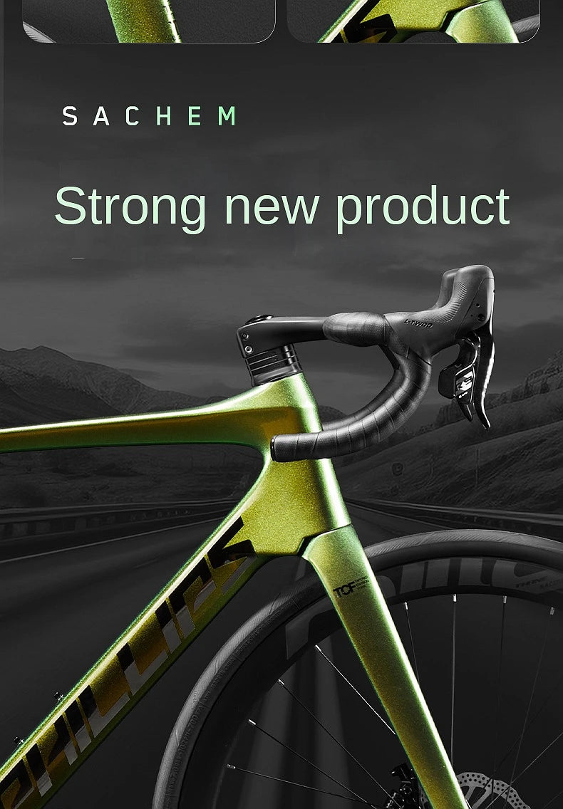 2025 New Ultra-Light Carbon Fiber Road Bike Fast Racing Bicycle with Hydraulic Disc Brakes 16/24-Speed Gear Shift Drop Handlebar