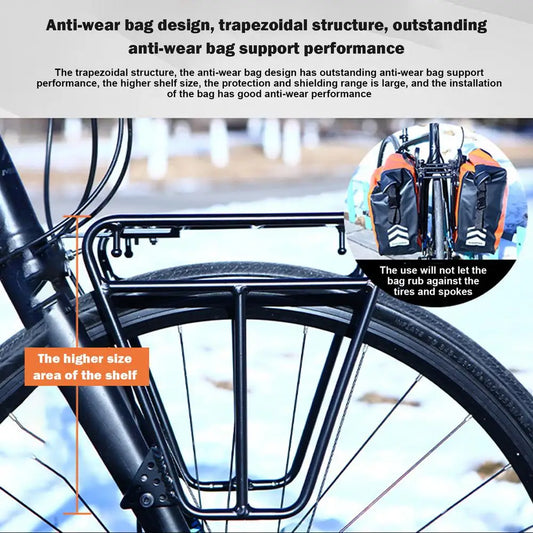 Cycling Cargo Rack Luggage Touring Carrier Racks Front Pannier Rack for Cycling Equipment Stand Footstock for Enhanced Stability - MANDOTOS