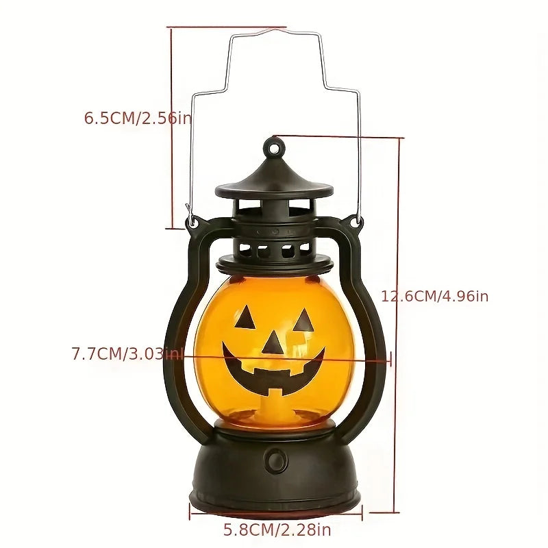 Halloween Hanging Pumpkin Lantern Light LED Ghost Lamp Candle Light Retro Small Oil Lamp Christmas Party Home Decor Horror Props - MANDOTOS