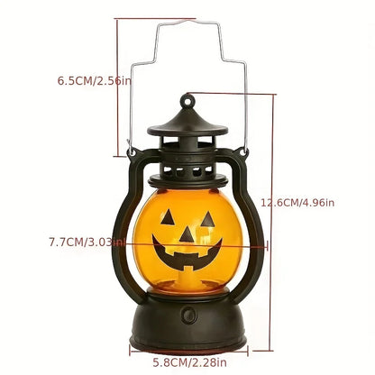 Halloween Hanging Pumpkin Lantern Light LED Ghost Lamp Candle Light Retro Small Oil Lamp Christmas Party Home Decor Horror Props - MANDOTOS