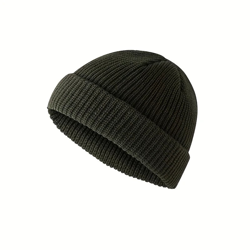 Winter Knitted Hat Warm Outdoor Sport Cold Protection Running Beanie Cap Elastic Thermal Cycling Skull Roll-up Cuffed Cap