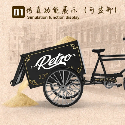 Rickshaw Tricycle model retro bicycle Simulation Alloy model decoration decorative Collection gift