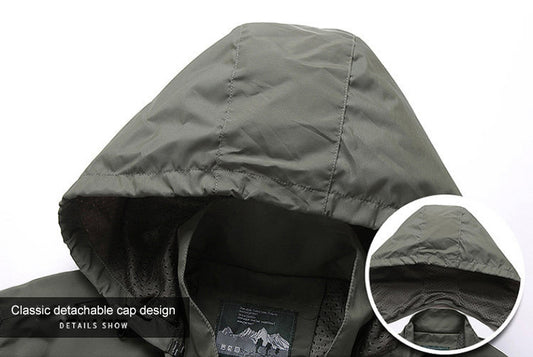 Windbreaker Men Tactical Jacket Waterproof Outdoor Hooded Coat Sports Military European Size S-5XL Field Climbing Thin Outwear - MANDOTOS