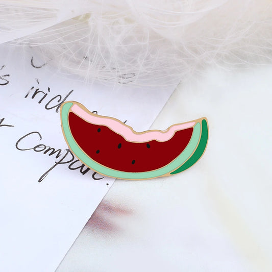 Sliced Watermelon Fruit Brooches Women Pink Strawberry Cherry Shirt Lapel Brooch Bag Badges Men Creative Enamel Pin Summer Gifts - MANDOTOS