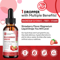 Magnesium Glycinate Liquid Drops - Triple Absorption Supplement, Support Nerves, Nighttime, Heart and Muscles Health Help Sleep