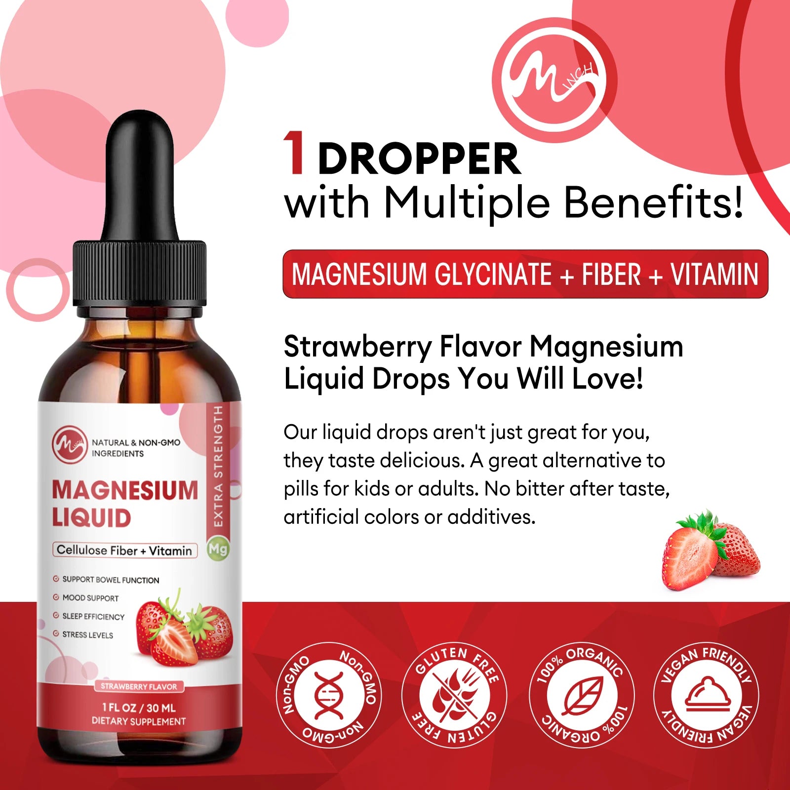 Magnesium Glycinate Liquid Drops - Triple Absorption Supplement, Support Nerves, Nighttime, Heart and Muscles Health Help Sleep