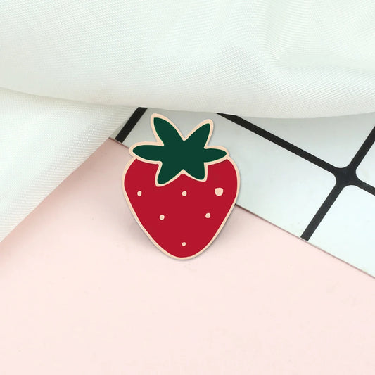 Sliced Watermelon Fruit Brooches Women Pink Strawberry Cherry Shirt Lapel Brooch Bag Badges Men Creative Enamel Pin Summer Gifts - MANDOTOS