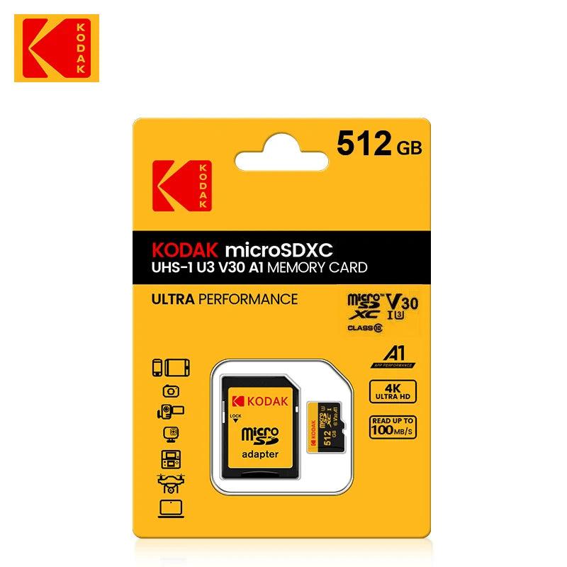KODAK Micro SD Memory Card 64gb TF Flash 32gb Class10 SD Cards 128gb 256gb 512gb U3 V30 A1 Storage Card for Car Camera PC Phone - MANDOTOS