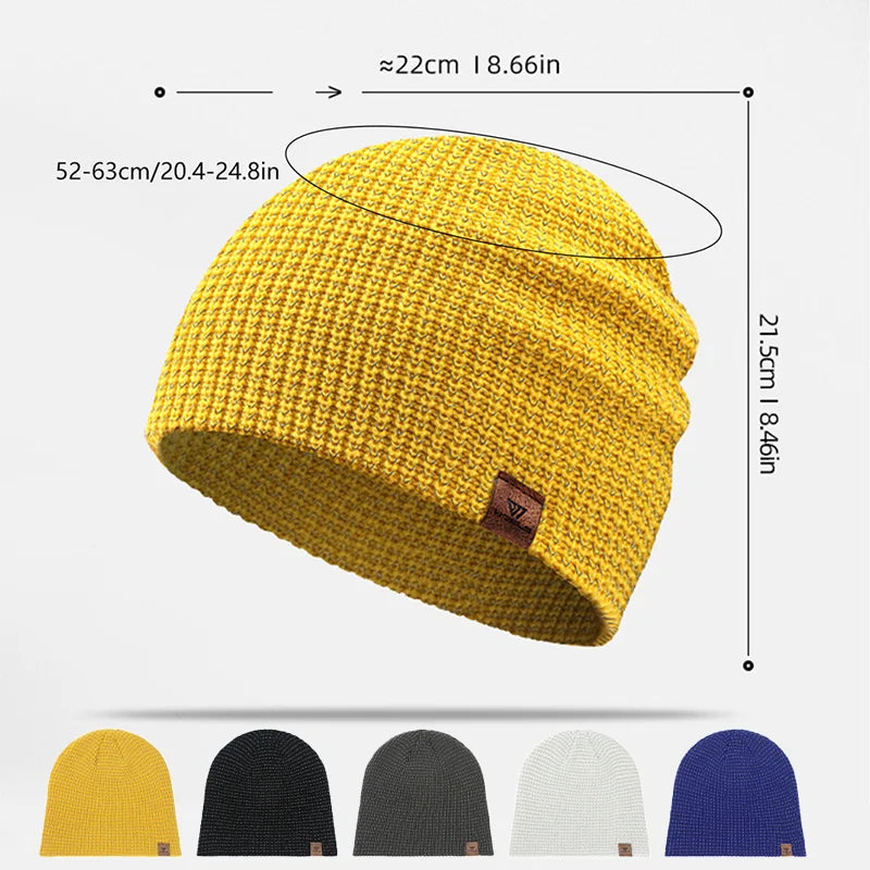 WRELS Winter Knitted Beanie Hats Warm Night Running Reflective Hat Unisex Windproof Ear Protection Cycling Hiking Ski Cap