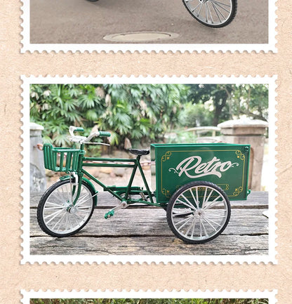 Rickshaw Tricycle model retro bicycle Simulation Alloy model decoration decorative Collection gift
