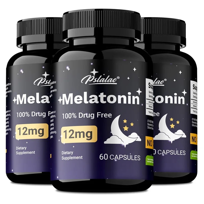 Melatonin 12mg - Relieves Anxiety and Stress, Helps with Deep Sleep, Helps Reduce Insomnia and Trouble Falling Asleep, Non-GMO