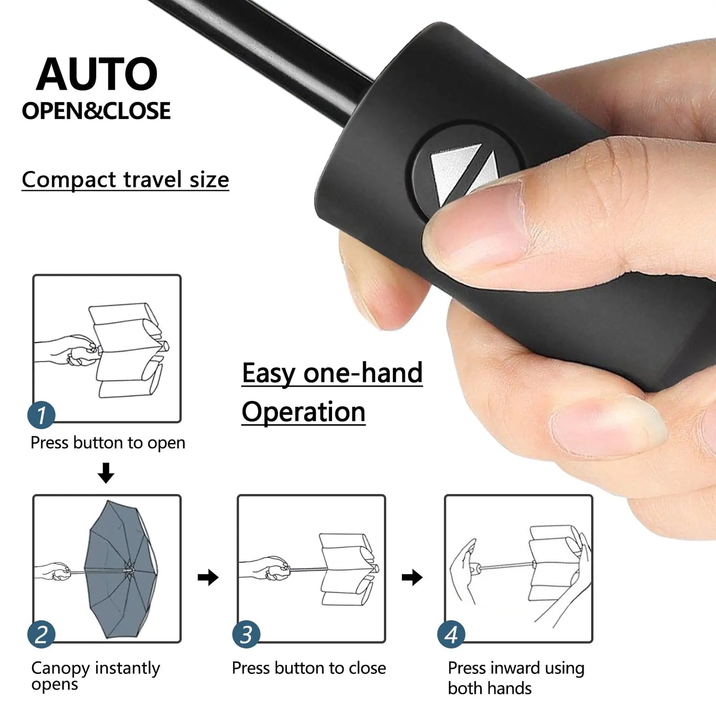 Black Glue Fully Automatic Umbrella - Thick Durable Three-Fold UV Resistant Folding Design for Protection And Style