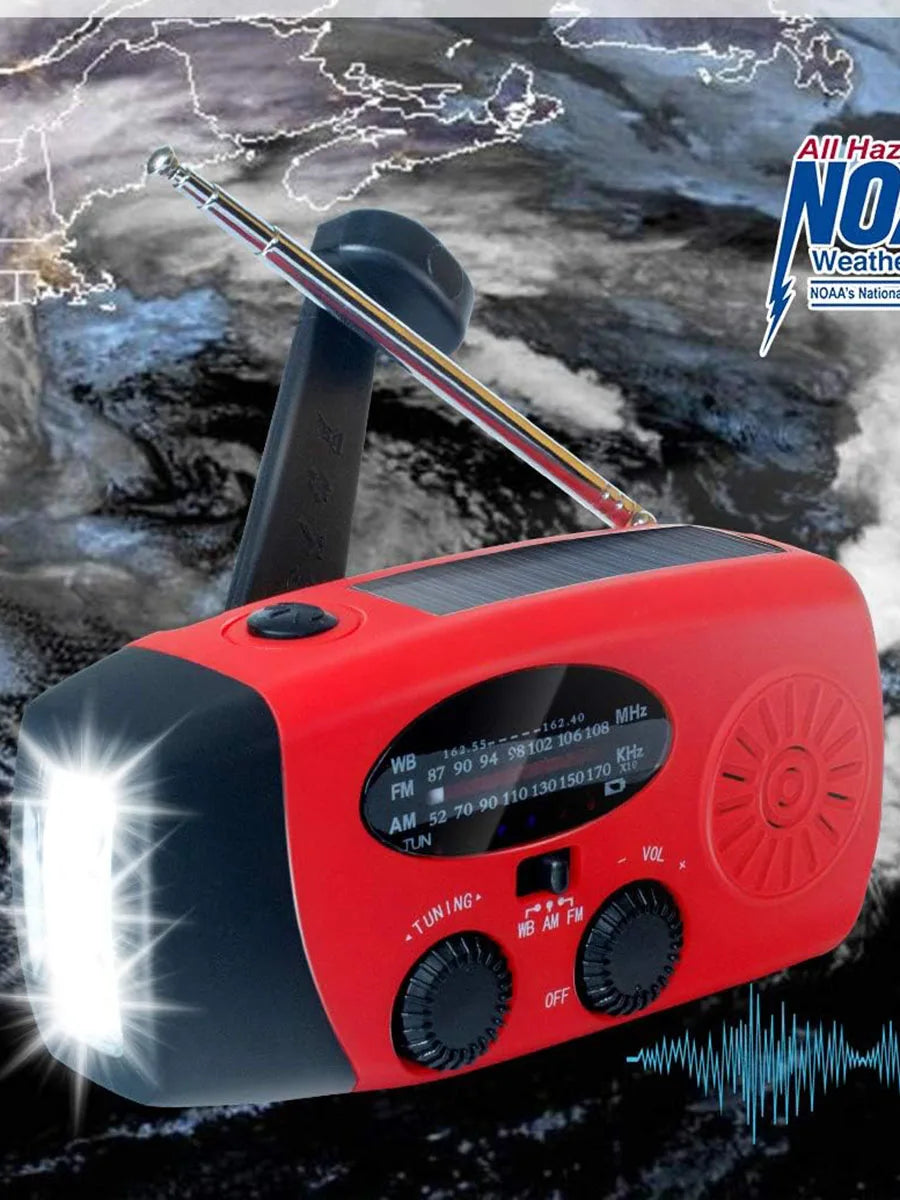2000mAh Emergency Crank Weather Radio with LED Flashlight, Alertsync Portable AM/FM/NOAA Solar Radio with Phone Charger, SOS Ala - MANDOTOS