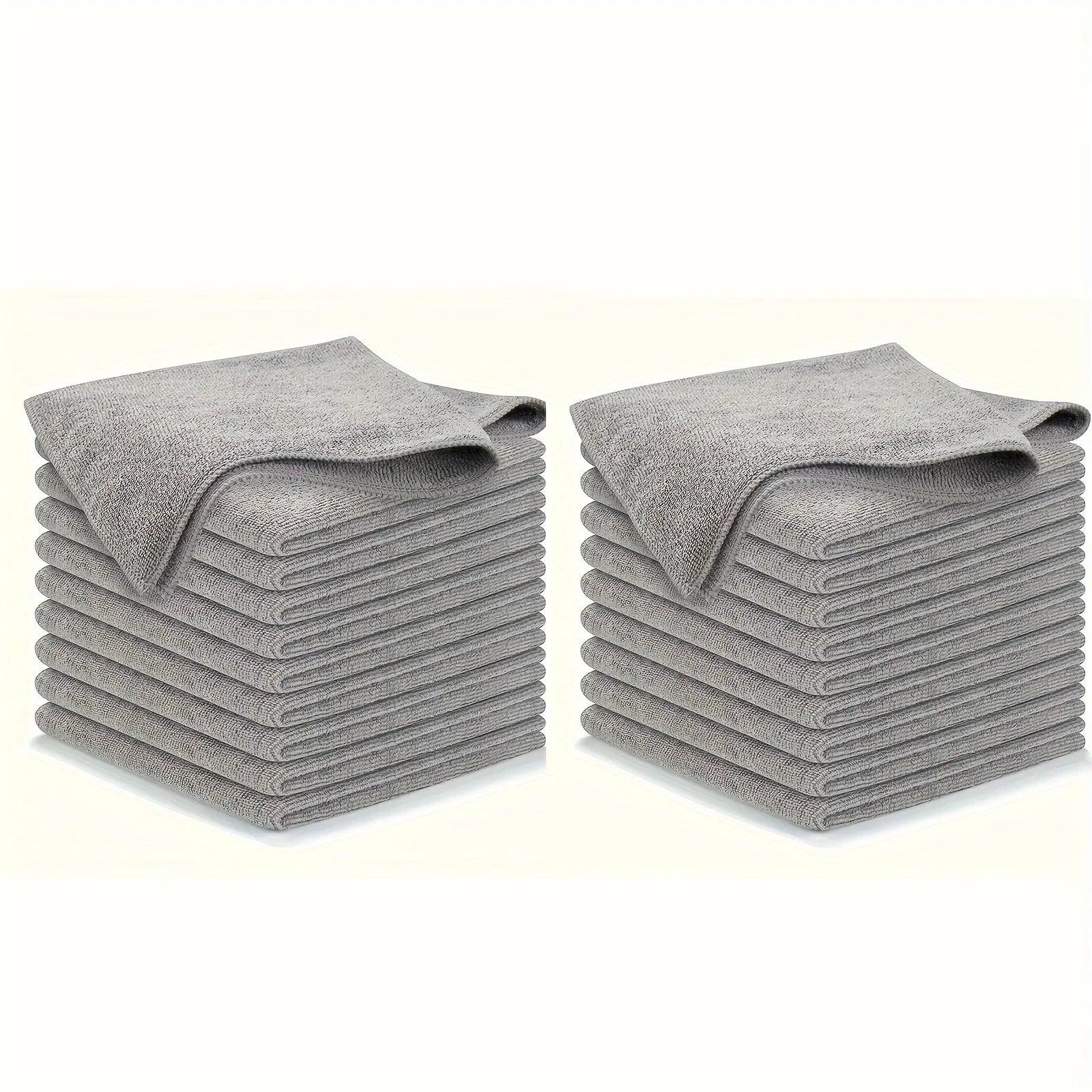 5/10/20pcs Kitchen Towel, Ultra-fine Fiber Light Gray Cleaning Cloth Set, Absorbent, Soft And Stain-removing Cloth - MANDOTOS