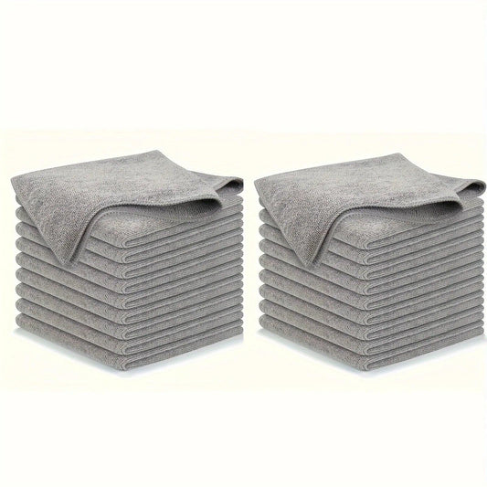 5/10/20pcs Kitchen Towel, Ultra-fine Fiber Light Gray Cleaning Cloth Set, Absorbent, Soft And Stain-removing Cloth - MANDOTOS