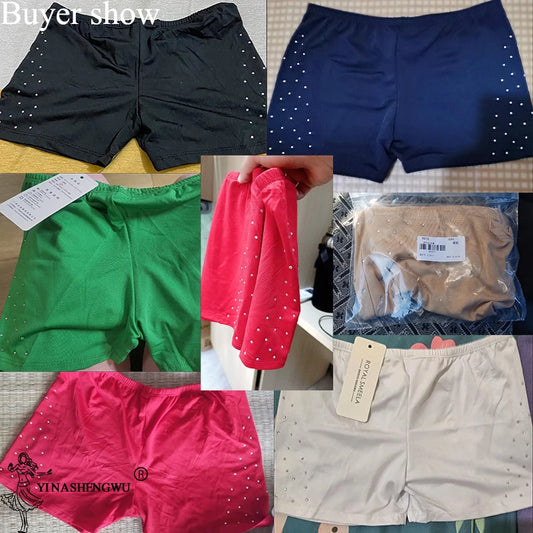 Belly Dance Safety Shorts Women's Belly Dance Clothes Leggings Tight-fitting Stretch Safety Pants with Diamonds Short Pants - MANDOTOS