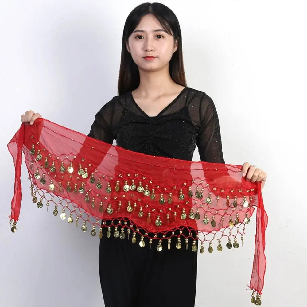 Thailand/India/Arab Dancer Skirt Women Sexy Belly Dance Hip Scarf Wrap Belt Dancer Skirt Female Show Sequins Tassels Costumes - MANDOTOS