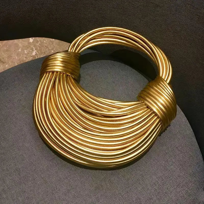 Handbags for Women 2025 New in Gold Luxury Designer Brand Handwoven Noodle Bags Rope Knotted Pulled Hobo Silver Evening Clutch - MANDOTOS