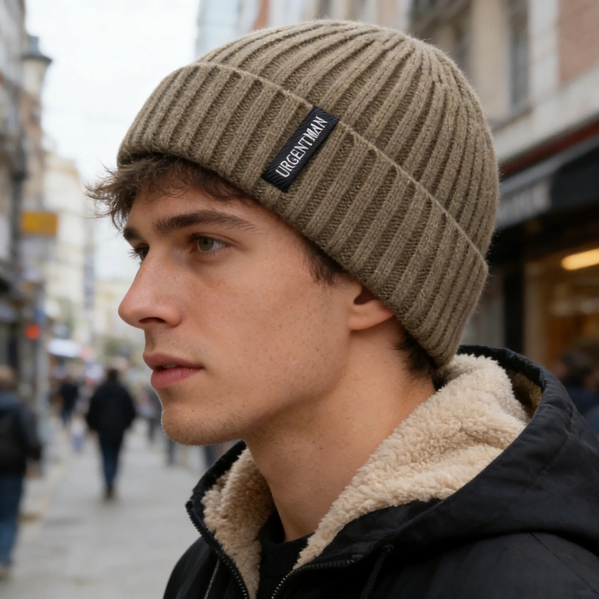 New Unisex URGENTMAN Warm Winter Hats Stylish Plush Fur Lined Beanie Hat Thick Knitted Hats For Men & Women Casual Caps