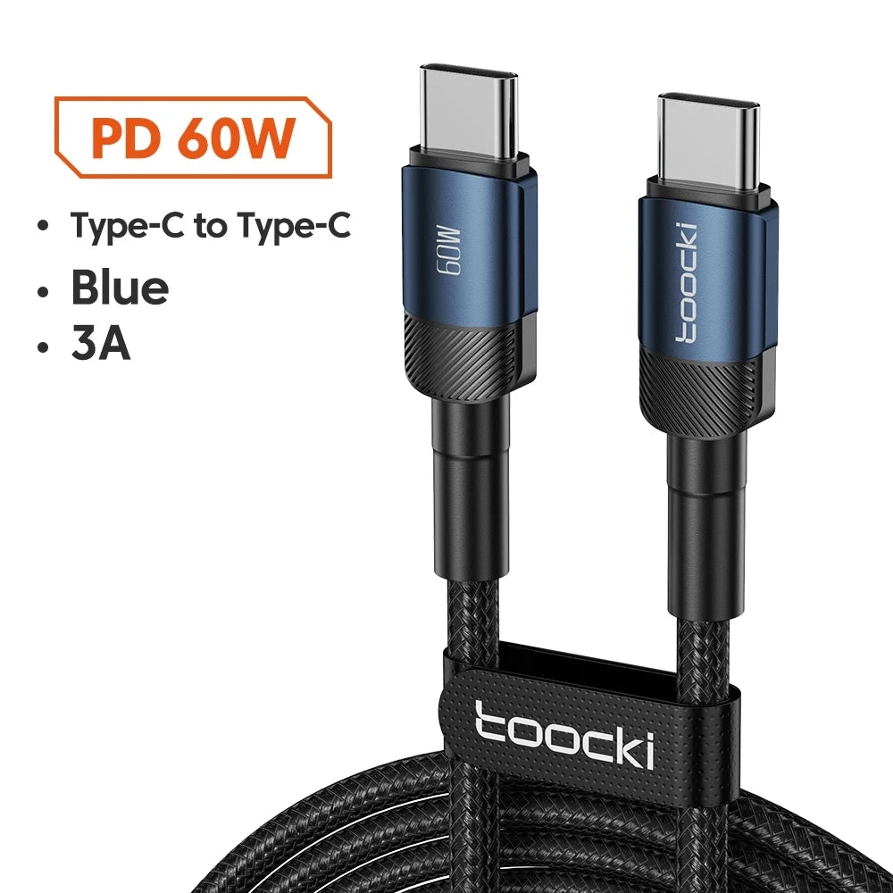 Toocki 100W Type C to USB C Cable PD 3.0 Quick Charge 4.0 Fast Charging Type C to Type C for iPhone 15 Macbook Samsung Xiaomi - MANDOTOS
