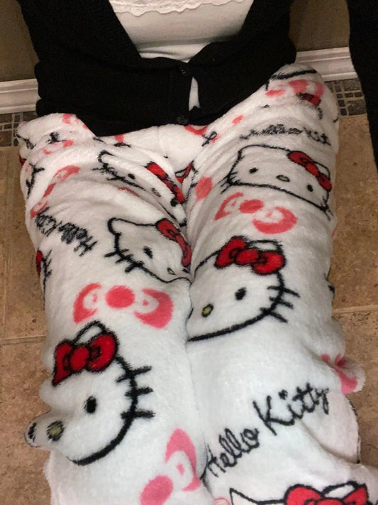 Y2K Hello Kitty Pajamas Pants Sanrio Anime Women's Pajama Pants Cartoon Couple Home Sleepwear Trousers Leisure Home Clothing - MANDOTOS