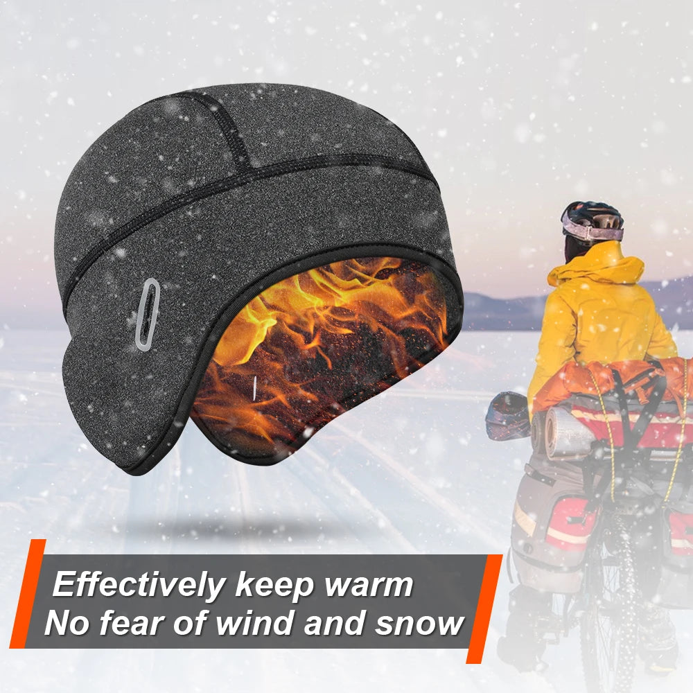 Winter Thermal Hats Fleece Beanies Ear Warmer Outdoor Sports Ski Snowboard Running Cycling Bike Soft Stretchy Cap Headwear Men