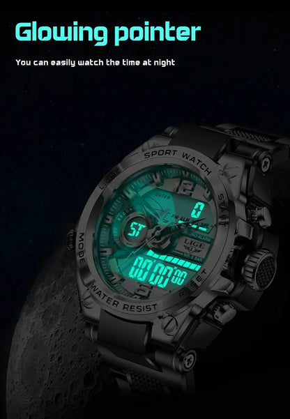 LIGE Men Military Watch Digital 50m Waterproof Wristwatch LED Quartz Clock Sport Watch Male Big Watches Men Relogios Masculino - MANDOTOS