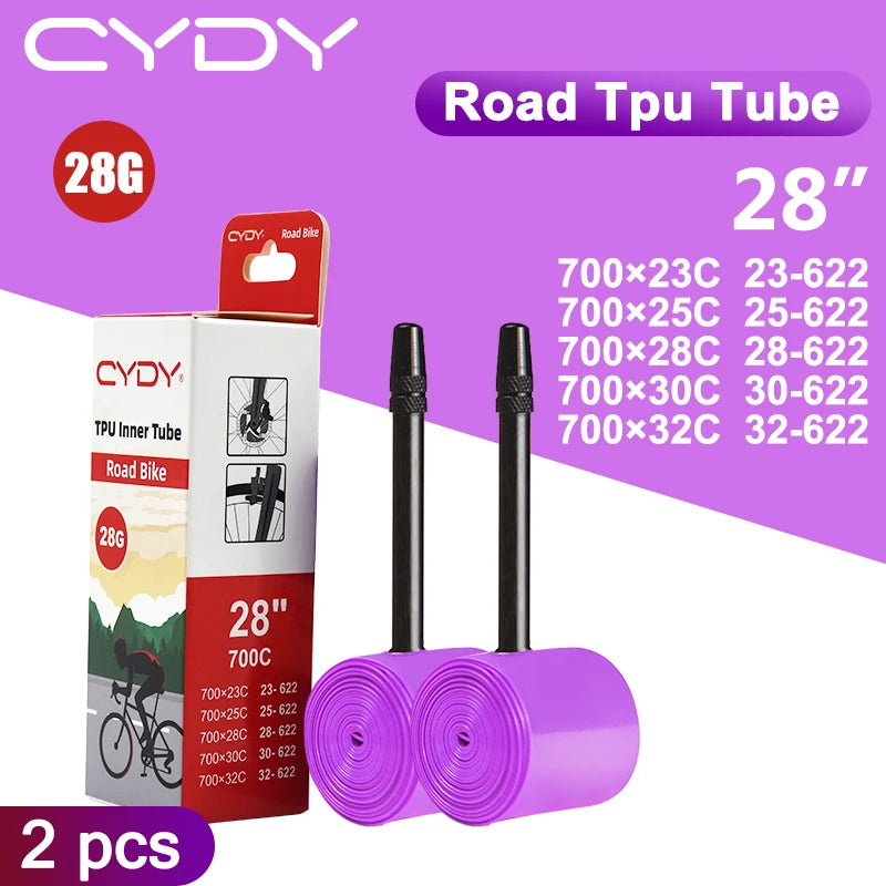 28g CYDY Road Bicycle TPU Inner Tube 700x23C 25C 26C 27C 28C 30C 32C Cycling Bike Tires Camera tyre 700C pneu aro French Valve