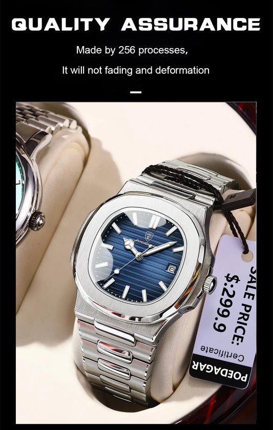 POEDAGAR Top Luxury Brand Man Watch Sports Waterproof Luminous Date Men Wristwatch Square Dial Quartz Men's Watches High Quality - MANDOTOS