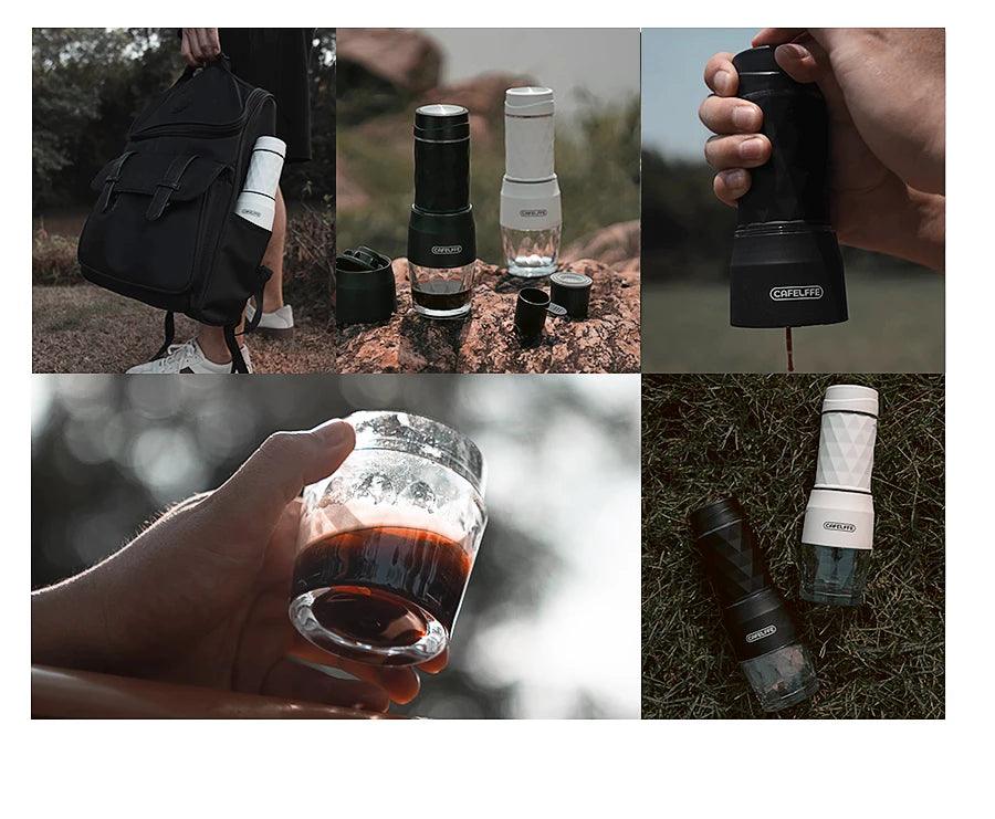 Cafelffe 3 In1 Portable Coffee Machine Hot/Cold Water Manual Espresso Maker For Capsule & Ground Hand Press Brewer hiking Travel - MANDOTOS