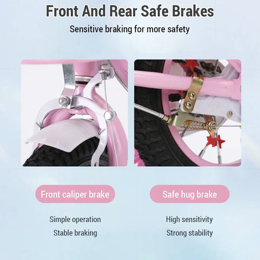 Kids Bike 12-20in Bicycle for Girls Ages 3-13 Years with Training Wheels Basket Protective Net Fash Wheel