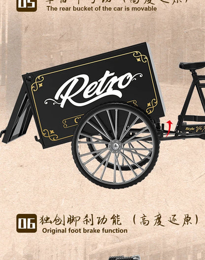 Rickshaw Tricycle model retro bicycle Simulation Alloy model decoration decorative Collection gift