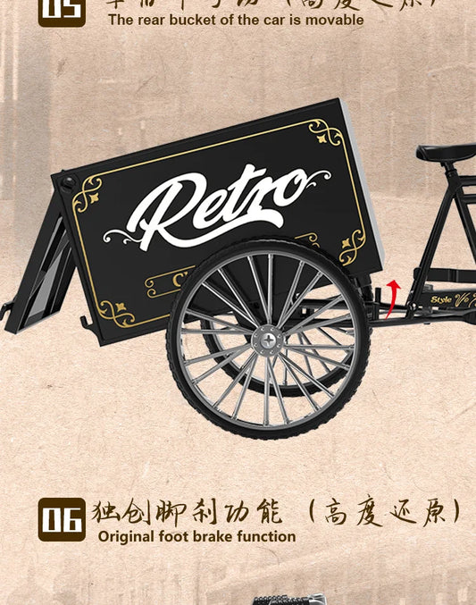 Rickshaw Tricycle model retro bicycle Simulation Alloy model decoration decorative Collection gift