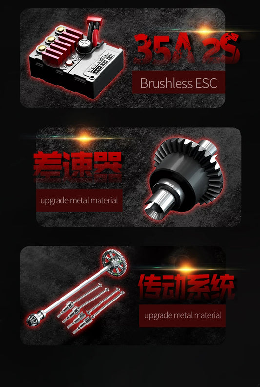 Teeggi 16101 /16102 PRO 1:16 High Speed RC Car With LED Light Drift 70KM/H 4WD RC Off-Road Car Monster Truck Toy For Kid Gifts - MANDOTOS