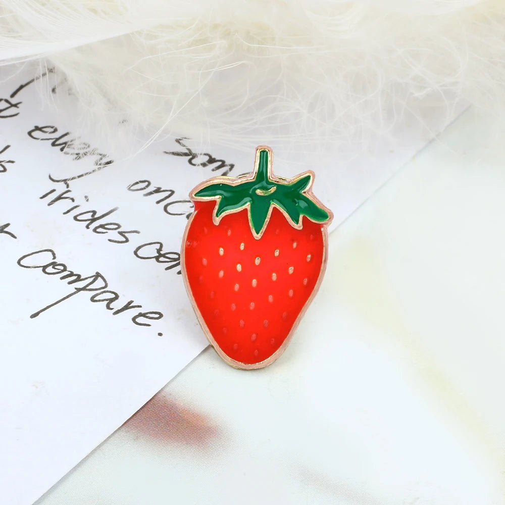 Sliced Watermelon Fruit Brooches Women Pink Strawberry Cherry Shirt Lapel Brooch Bag Badges Men Creative Enamel Pin Summer Gifts - MANDOTOS