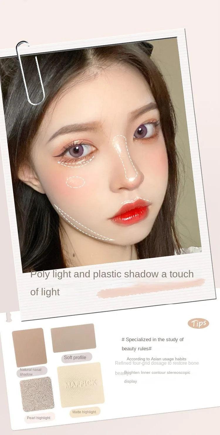 Natural Stereoscopic Face Powder Palette Matte Bronzer Contour Shading Multifunctional Highlighter Cosmetic Blush Gift - MANDOTOS