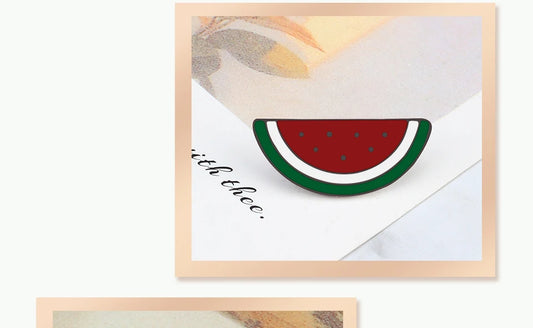 Sliced Watermelon Fruit Brooches Women Pink Strawberry Cherry Shirt Lapel Brooch Bag Badges Men Creative Enamel Pin Summer Gifts - MANDOTOS