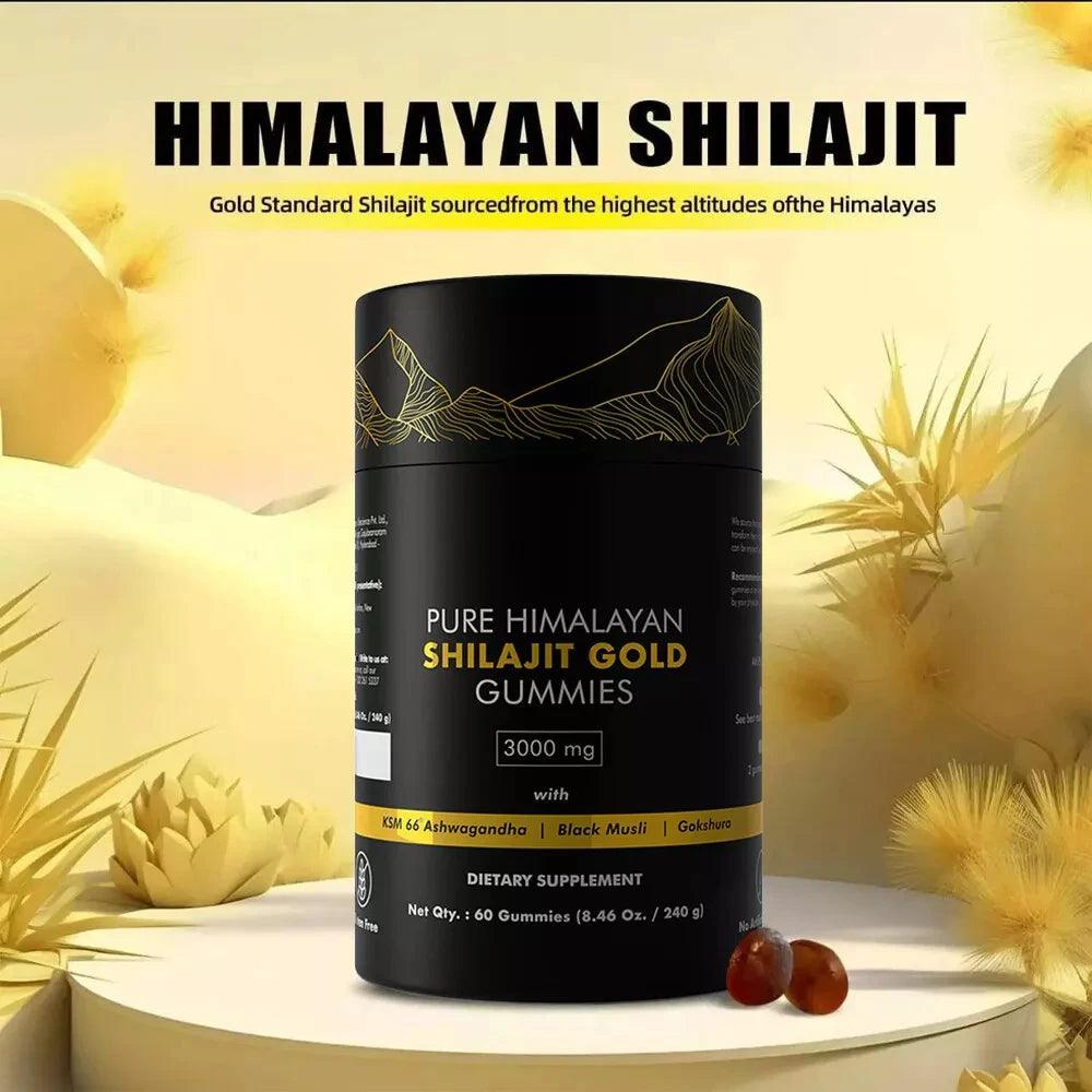 Pure Himalayan Shilajit Gummies, 3000 Mg Gold Grade Shilajit with Ashwagandha, Gokshura for Energy and Immune Support - MANDOTOS