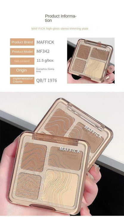 Natural Stereoscopic Face Powder Palette Matte Bronzer Contour Shading Multifunctional Highlighter Cosmetic Blush Gift - MANDOTOS